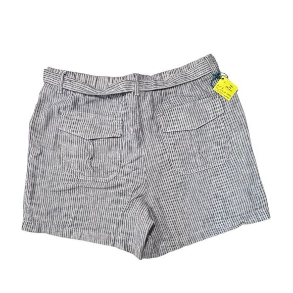A.N.A. | Women’s Blue Striped Linen Casual Belted Summer Shorts Size L - Picture 2 of 9